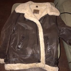 💜Leather and fur jacket🖤